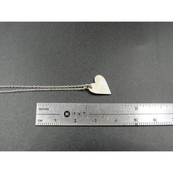 18 Inch Sterling Silver Simple Small Rustic Heart Necklace - Picture 5 of 6